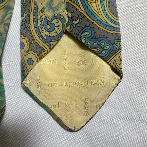 Vintage Pierre Balmain Handmade Silk Tie Paisley Floral Abstract Paris Italy EUC - Picture 4 of 6